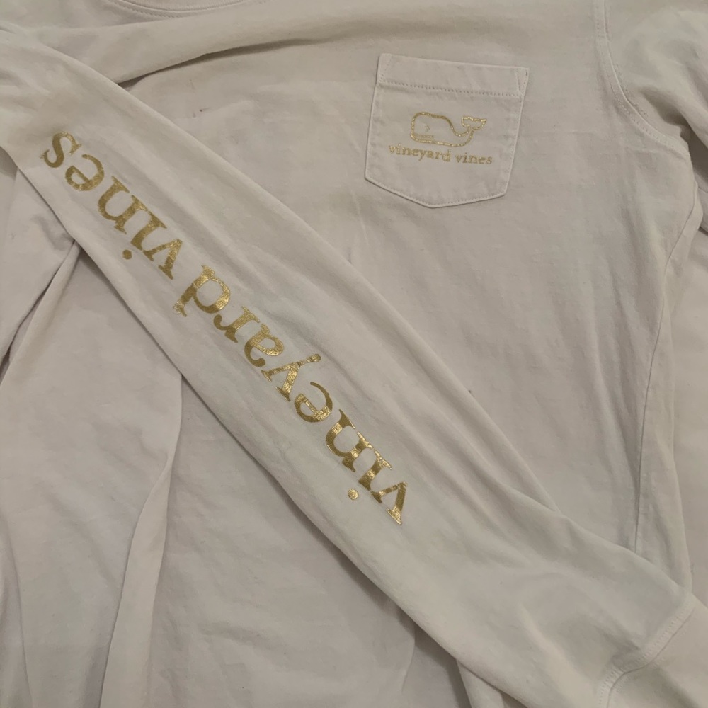 White and Gold Vineyard Vines Shirt